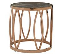 Orsina Tula Round Side Table With Leaf Base