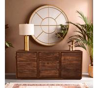 Orsina Two-Door Three-Drawer Sheesham & Acacia Sideboard, Solid Natural Wood Buffet Cabinet in Brown Orsina Brown