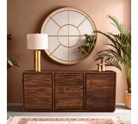 Orsina Two Door Three Drawer Sheesham And Acacia Sideboard, Solid Natural Wood Buffet Cabinet