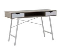 Orsina Two Drawer Light Oak Veneer Desk,wood Desk With Angular White Metal Legs,modern Design Wooden Workstation