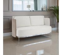 Orsina Two-Seater Sofa,white Upholstered Couch With Silver Legs,thick Padded Sofa Seat,ideal For Outdoor Patio