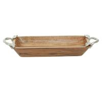 Vine Acacia Wood Rectangular Bowl - Brown