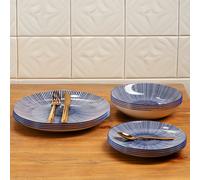 Orsina Unique 12 Piece Blue & White Dinner Set, Dolomite Dinnerware Plates & Bowls, Scratch-Resistant Crockery Set Orsina Multicolor