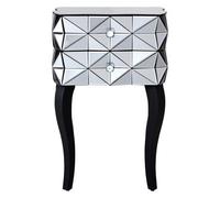 Orsina Unique 2 Drawer Bedside Table, Elegant Square Side Tables With Cut Glass Handles, Compact Lounge Sidetable