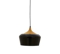 Orsina Unique Black Conical Pendant Light With Natural Wood Crown, Sleek Metal Hanging Lamp, Modern Pendant Light Orsina Black