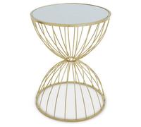 Orsina Unique Hourglass Mirrored Top Gold Frame Side Table, Versatile Sidetable By Couch, Functional Corner Table