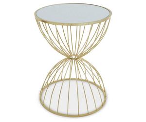 Orsina Unique Hourglass Mirrored Top Gold Frame Side Table, Versatile Sidetable By Couch, Functional Corner Table