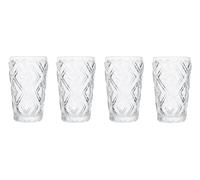 Orsina Unique Set Of 4 Clear Highball Glasses, Engraved Crystal Water Glasses, Diamond-Patterned Crystal Tumbler Orsina Clear