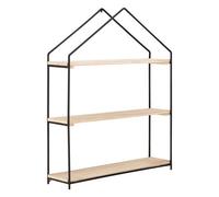 Premier Housewares Wall Mounted Floating Shelf for Kitchen, Living, Bed & Bath Room, Wooden, w45 x d14 x h71cm, Black/Natural, 3 Tier - Brixton