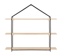 Orsina Unique Shape 3 Tier Shelf Unit, Light Wooden Large Shelving Unit For Livingroom, House Shaped Design Shelves in Natural Orsina Natural