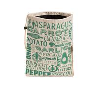 Orsina Vegetable Bag In Green And Natural, Breathable Cotton Storage Sack With Drawstring Closure, Stylish