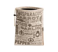 Orsina Vegetable Bag In Grey And Natural, Breathable Cotton Storage Sack With Drawstring Closure, Stylish And
