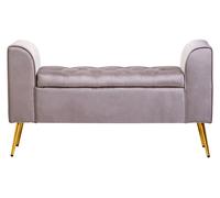 Orsina Velvet Bench with Gold Finish legs, Comfy Padded Seat Velvet Seat, Built to Last Bedroom Bench in Brown Orsina Brown
