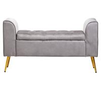 Orsina Velvet Bench with Gold Finish legs, Comfy Padded Seat Velvet Seat, Built to Last Bedroom Bench in Grey Orsina Grey