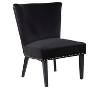 Velvet Dining Chair, Dining Room Accent Chair, Velvet Upholstered Wing Chair with Wooden Legs Premier Housewares Black One Size