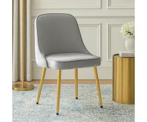 Orsina Velvet Dining Chair, Mid-Century Modern Gold Accented Velvet Dining Chairs, Luxury Dining Chair in Grey Orsina Grey