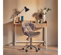 Premier Housewares Grey Velvet Quilted Home Office Chair