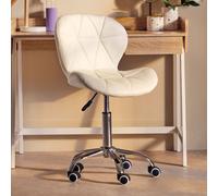 Orsina Velvet Quilted Home Office Chair in White Orsina White