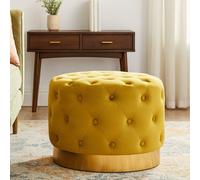 Orsina Velvet Stool with Matte Gold Finish Metal Base, Supportive & Easy Assemble Velvet Stool Orsina Gold
