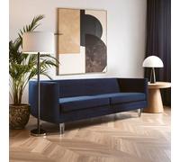 Orsina Velvet Upholestred Dark Blue Sofa,3-Seater Lounge Sofa With Low Armrests,luxe Couch, Sofa Seat For Patio