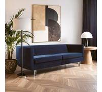 Orsina Velvet Upholestred Dark Blue Sofa, 3-Seater Lounge Sofa With Low Armrests, Luxe Couch, Sofa Seat For Patio Orsina Blue