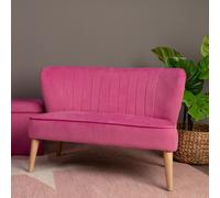 Orsina Velvet Upholstered 2 Seat Kids Sofa, Sturdy 2 Seater Sofa For Kids Bedroom, Versatile Small Two Seater Sofa in Pink Orsina Pink