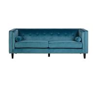 Orsina Velvet Uphoplstered 3 Seat Blue Velvet Sofa, Durable Three Seater Sofa, Versatile Button Tufted Sofa