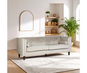 Orsina Velvet Uphoplstered 3 Seat Velvet Sofa, Durable Three Seater Sofa, Versatile Button Tufted Sofa in Brown Orsina Brown