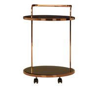 Orsina Versatile 2 Tier Rose Gold Finish Drinks Trolley, Elegant Drinks Trolley For Parties, Durable Drinks Trolley