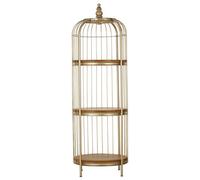 Orsina Versatile 3 Tier Champagne Gold Birdcage Shelf Unit, Distinctive Design Unit, Durable Modern Shelf Unit