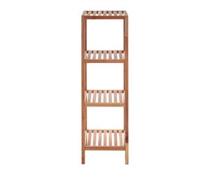Orsina Versatile 4 Tier Walnut Wood Bathroom Shelf Unit, Contemporary Shelving Unit, Durable Shelf Unit For Bedroom