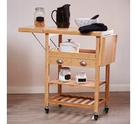 Premier Housewares Kitchen Trolley, Wood, Natural, 40 x 125 x 90 cm