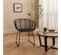 Orsina Versatile Black Natural Rattan Chair, Sturdy Rattan Arm Chair, Easily Maintained Rattan Dining Chair
