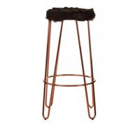 Orsina Versatile Chrome & Faux Fur Bar Stool, Hairpin Round Stool, Plush Stool for Kitchen Counter in Rose Gold Orsina Rose Gold
