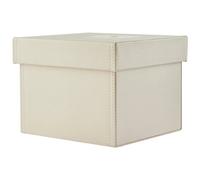 Premier Housewares Versatile Cream Faux Leather DVD Storage Box | Elegant Box For Storage | Lightweight Storage Box With Lids For Living Room | Portable Storage Box For DVD