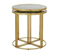 Orsina Versatile Design Nesting Tables, Elegant Round Top Nesting Tables, Sturdy & Durable Modern Nesting Table in Gold Orsina Gold