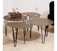 Orsina Versatile Design Set Of 4 Coffee Tables, Stunning Modern Coffee Tables, Antique Brass Finish Coffee Tables in Black Orsina Black