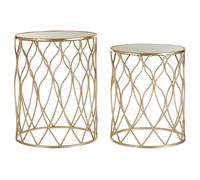 Orsina Versatile Design Set Of Two Side Tables, Sleek Industrial Table For Livingroom, Everyday Use Lounge Table in Gold Orsina Gold