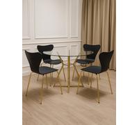 Orsina Versatile Dining Chair With Black Seat, Comfortable Breakfast Room Chair, Elegant Design Outdoor Chair