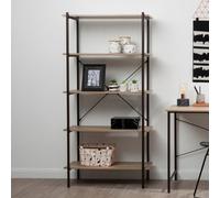 Storage Five Tier Oak Shelf Unit, Versatile And Adaptable Shelving Unit, Durable tall Cupboards Premier Housewares Grey One Size