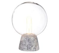 Contemporary Globe Lamp With Marble Base, Contrasting Bedside Table Light, Versatile Modern Lamp Premier Housewares Grey One Size