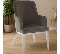 Orsina Versatile Grey Velvet Dining Chair With Silver Finish Legs, Durable Dining Chair, Sleek Dining Chair