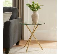 Orsina Versatile Knop Legs Side Table, Elegant Gold Finish Legs Of Bedside Table, Lightweight Small Lounge Table