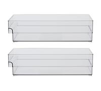 Orsina Versatile Large Set Of Two Fridge Bin Organisers, Integrated Handle Narrow Storage Boxes, Versatile Boxes in Clear Orsina Clear