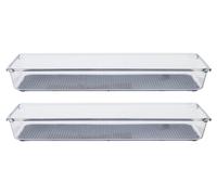 Orsina Versatile Large Set Of Two Kitchen Organisers With Rubber Insert, Integrated Handle Boxes, Versatile Boxes in Clear Orsina Clear
