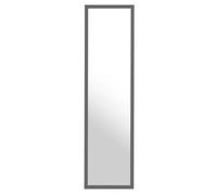Premier Housewares Over Door Grey Plastic Frame Mirror Space-Saving Design, Durable and Slim, Easy to Install, Minimalist Style, 34 x 124 x 3