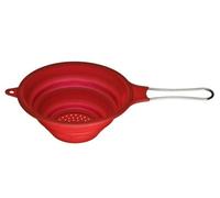 Orsina Versatile Red Silicone Zing Strainer, Collapsible Strainer With Handle, Versatile Silicone Strainer