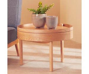 Orsina Versatile Revolving Top Side Table, Industrial Design Bedroom Table, Everyday Use Side Table For Lounge in Natural Orsina Natural