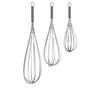 Orsina Versatile Set Of 3 Chrome Finish Whisks, Premium Stainless Steel Whisk, Stainless Steel Baking Whisk
