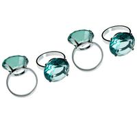 Orsina Versatile Set Of Four Teal Diamante Napking Rings, Elegant Rings For Dining Table, Durable Napkin Ring